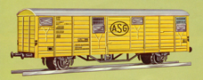 [Nákladní vozy] → [Kryté] → [2-osé Gbs] → 14152: žlutý s šedou střechou ″ASG″