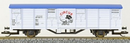 [Nákladní vozy] → [Kryté] → [2-osé Gbs] → 41160: krytý nákladní vůz bílý s modrou střechou „Circus“