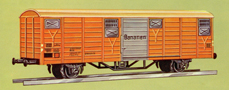 [Nákladní vozy] → [Kryté] → [2-osé Gbs] → 14151: oranžový s krémovou střechou ″Bananen″