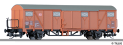 [Nákladní vozy] → [Kryté] → [2-osé Gbs] → 17154: krytý nákladní vůz červenohnědý s šedou střechou a s brzdařskou plošinou