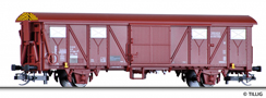 [Nákladní vozy] → [Kryté] → [2-osé Gbs] → 501363: krytý nákladní vůz červenohnědý s odklopnou střechou „VEB Dachziegelwerke“