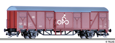 [Nákladní vozy] → [Kryté] → [2-osé Gbs] → 17168 E: krytý nákladní vůz červenohnědý s šedou střechou „Fahrradwagen“