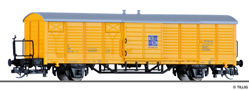 [Nákladní vozy] → [Kryté] → [2-osé Gbs] → 17170 E: krytý nákladní vůz žlutý s šedou střechou do pracovního vlaku „Spitzke AG“