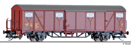 [Nákladní vozy] → [Kryté] → [2-osé Gbs] → 501780: krytý nákladní vůz červenohnědý se záplatami a s šedou střechou
