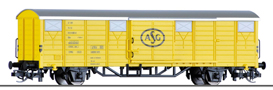 [Nákladní vozy] → [Kryté] → [2-osé Gbs] → 501903: krytý nákladní vůz žlutý se stříbrnou střechou „ASG“