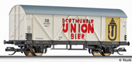 [Nákladní vozy] → [Kryté] → [2-osé chladicí Berlin] → 14104: chladící vůz bílý s šedou střechou „Dortmunder Union“