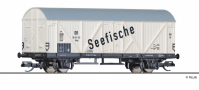 [Nákladní vozy] → [Kryté] → [2-osé chladicí Berlin] → 17009: nákladní chladící vůz bílý s šedou střechou „Seefische“