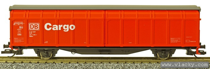 [Nákladní vozy] → [Kryté] → [2-osé s posuvnými bočnicemi] → 35001: nákladní vůz s posuvnými bočnicemi červený ″DB Cargo″