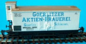 [Nákladní vozy] → [Kryté] → [2-osé chladicí] → 773: bílý s hnědou střechou „Görlitzer Aktien Brauerei“