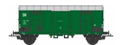 [Nákladní vozy] → [Kryté] → [2-osé F] → 84008: zelený s šedou střechou do pracovního vlaku
