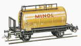 [Nákladní vozy] → [Cisternové] → [2-osé Z52] → 159/72: kotlový vůz žlutý s logem „MINOL“, bez bzd