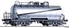 [Nákladní vozy] → [Cisternové] → [4-osé s lávkou Ra] → 502103: kotlový vůz stříbrný s černým příčným pruhem