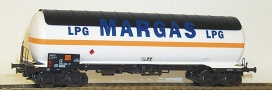 [Nákladní vozy] → [Cisternové] → [4-osé na plyn] → 33101: kotlový vůz bílý s oranžovým pásem „MARGAS“