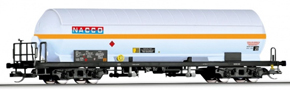[Nákladní vozy] → [Cisternové] → [4-osé na plyn] → 501358: kotlový vůz bílý s slunečním štítem na plyn „NACCO“