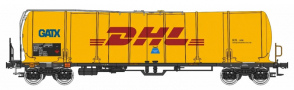 [Nákladní vozy] → [Cisternové] → [4-osé s lávkou Zacns 98] → 96200012: kotlový vůz žlutý s logem „DHL“
