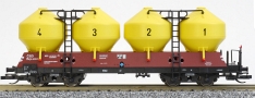 [Nákladní vozy] → [Samovýsypné] → [4-osé Uacs (Raj)] → 3706: červenohnědý se žlutými nádobami