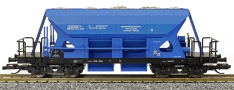 [Nákladní vozy] → [Samovýsypné] → [4-osé Faccs (Sas)] → M1502: nákladní samovýsypný vůz modrý s nákladem štěrku „Moravské železárny“