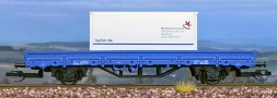 [Nákladní vozy] → [Nízkostěnné] → [2-osé Ks] → 500989: nízkostěnný nákladní vůz modrý s nákladem kontejneru „Nürnberg 2011“