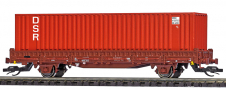 [Nákladní vozy] → [Nízkostěnné] → [2-osé Ks] → 31509: nízkostěnný nákladní vůz červenohnědý s klanicemi s nákladem kontejneru 40′ „DSR“