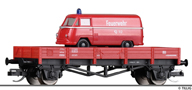 [Nákladní vozy] → [Nízkostěnné] → [2-osé X] → 502395: nízkostěnný nákladní vůz červený ložený dodávkou Matador do požárního vlaku