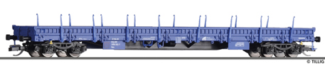 [Nákladní vozy] → [Nízkostěnné] → [4-osé Res] → 18132: nízkostěnný nákladní vůz modrý s klanicemi