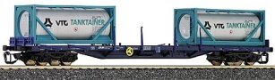 [Nákladní vozy] → [Nízkostěnné] → [4-osé plošinové Rgs] → 15509: nákladní plošinový vůz tmavěmodrý se dvěma cisternovými kontejnery „VTG“