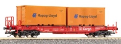 [Nákladní vozy] → [Nízkostěnné] → [4-osé Huckepack] → 15566: červený s kontejnery ″Hapag-Lloyd″