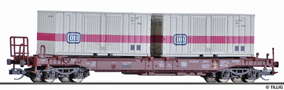 [Nákladní vozy] → [Nízkostěnné] → [4-osé Huckepack] → 18154: nákladní vůz červenohnědý ložený dvěma 20′ kontejnery