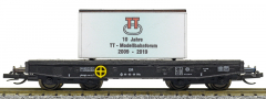 [Nákladní vozy] → [Nízkostěnné] → [4-osé plošinové] → 31123: plošinový nákladní vůz černý s nákladem bedny „10 Jahre TT-Modellbahnforum 2009 - 2019“