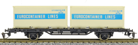 [Nákladní vozy] → [Nízkostěnné] → [2-osé Sm] → 14521: černý se dvěma 20″ kontejnery ″EUROCONTAINER LINES″