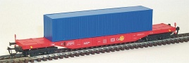 [Nákladní vozy] → [Nízkostěnné] → [4-osé kontejnerové Sngs] → 31142: červený s modrým kontejnerem 40′