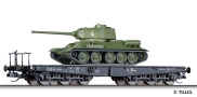 [Nákladní vozy] → [Nízkostěnné] → [6-osé plošinové] → 01628: černý s nákladem tanku T38/85