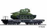 [Nákladní vozy] → [Nízkostěnné] → [6-osé plošinové] → 01674: černý s nákladem tanku T34/85 č. 410