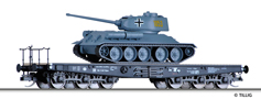 [Nákladní vozy] → [Nízkostěnné] → [6-osé plošinové] → 15617 E: černá s nákladem tanku T34/85