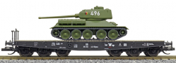 [Nákladní vozy] → [Nízkostěnné] → [6-osé plošinové] → 01627-1: plošinový nákladní vůz černý s nákladem tanku T38/85