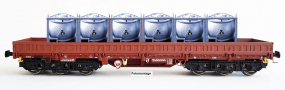 [Nákladní vozy] → [Nízkostěnné] → [6-osé nízkostěnné] → NW52060: nízkostěnný nákladní vůz červenohnědý s nákladem tanků na chemikálie „Chemische Werke Buna“