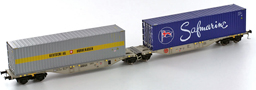 [Nákladní vozy] → [Nízkostěnné] → [6-osé Kombiwaggon] → H70503: modrý s nákladem dvou kontejnerů 40′ „Bertschi“