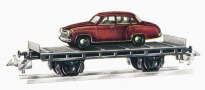 [Nákladní vozy] → [Nízkostěnné] → [2-osé plošinové ostatní] → 545/69: plošinový nákladní vůz s nákladem auta „Wartburg“, bez popisu