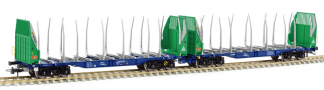 [Nákladní vozy] → [Nízkostěnné] → [dvojité jednotky Sggmrrs 90] → T657010: dvojitá jednotka na přepravu dříví modrá-zelená