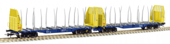 [Nákladní vozy] → [Nízkostěnné] → [dvojité jednotky Sggmrrs 90] → T657017: dvojitá jednotka na přepravu dříví modrá-žlutá