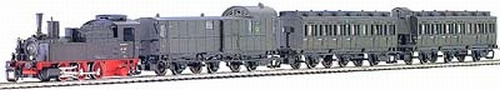 [Soupravy] → [S lokomotivou] → 01323: set parní lokomotivy BR 89, zavazadlového a dvou oddílových osobních v