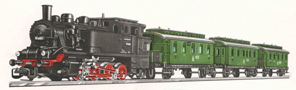 [Soupravy] → [S lokomotivou] → 1120: set parní lokomotivy BR 92 a tří osobních vozů