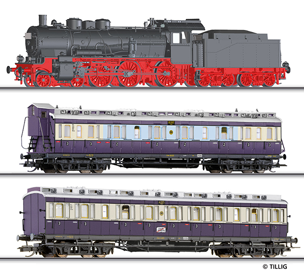 [Soupravy] → [S lokomotivou] → 01615 E: set parní lokomotivy a dvou osobních vozů, set „Ruhrschnellverkehr 1“