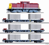 [Soupravy] → [S lokomotivou] → 01439 E: set lokomotivy BR 108 a tří plošinových vozů s kontejnery 20′, s kolejivem a ovladačem