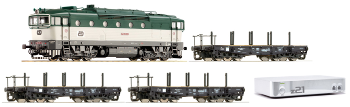 [Soupravy] → [S lokomotivou] → 35016: set dieselové lokomotivy 750 a tří plošinových vozů