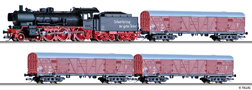 [Soupravy] → [S lokomotivou] → 01441 E: set parní lokomotivy BR 38 a tří nákladních krytých vozů