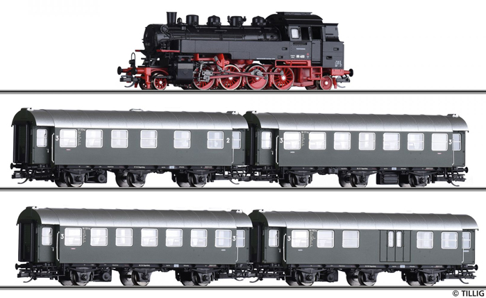 [Soupravy] → [S lokomotivou] → 01004 E: set parní lokomotivy a čytř osobních vozů „DB-Personenzug 50er Jahre“