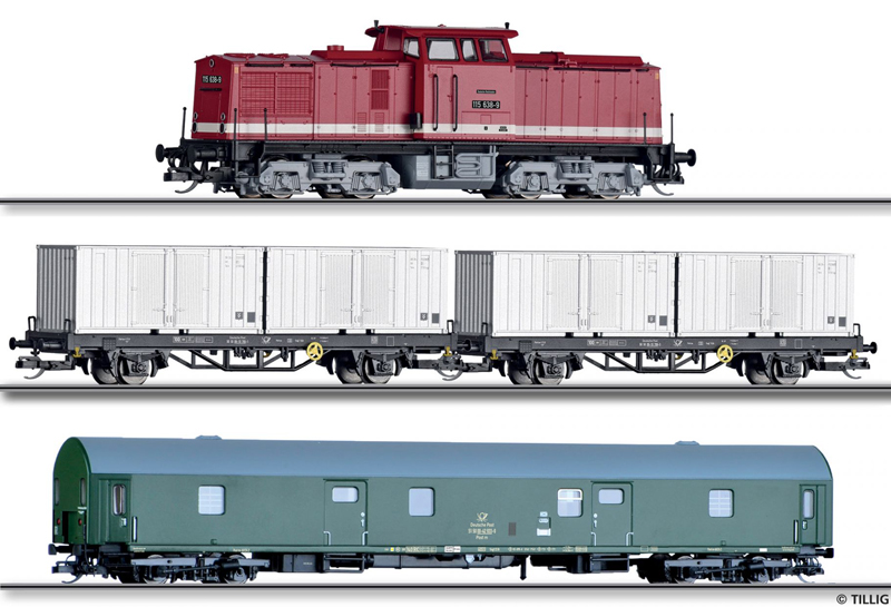 [Soupravy] → [S lokomotivou] → 01067 E: set dieselové lokomotivy BR 115 a tří poštovních vozů „Postzug“