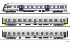 [Soupravy] → [Osobní] → 01087: set řídícího a dvou rychlíkových vozů v barevném schematu „Nord-Ostsee-Bahn“