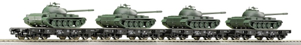 [Soupravy] → [Nákladní] → 37584: set čtyř plošinových vozů s nákladem tanků T55